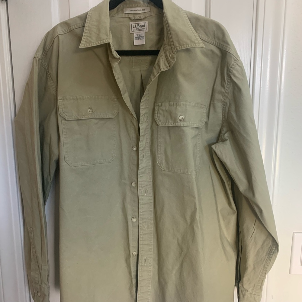 L.L. Bean Khaki Traditional Fit Shirt